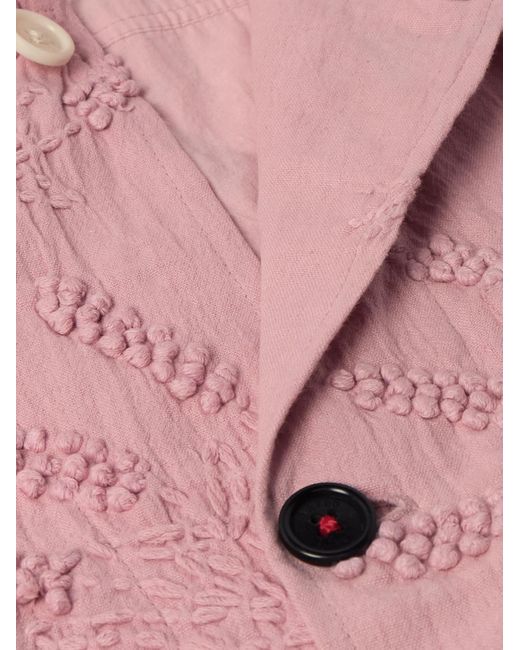 Kardo Pink Embellished Cotton And Linen-blend Jacket for men
