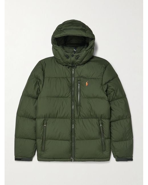 Polo Ralph Lauren Green Gorham Logo-Embroidered Quilted Recycled-Ripstop Hooded Down Jacket for men