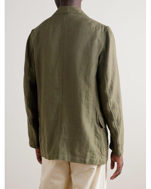 Drake's Green Mk. I Antique Games Unstructured Linen Blazer for men