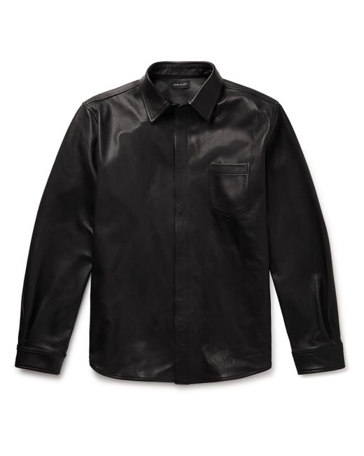 John Elliott Black Leather Shirt for men
