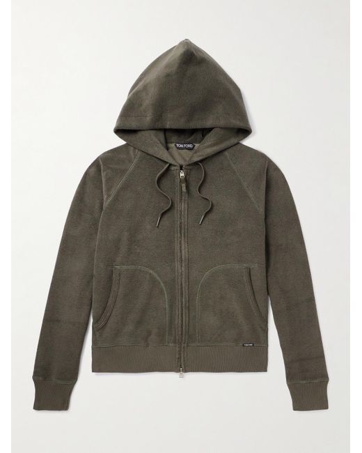 Tom Ford Gray Towelling Cotton-terry Zip-up Hoodie for men