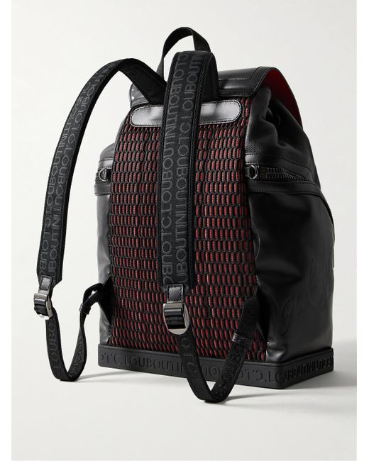 Christian Louboutin Black Explorafunk Rubber-trimmed Full-grain Leather Backpack for men