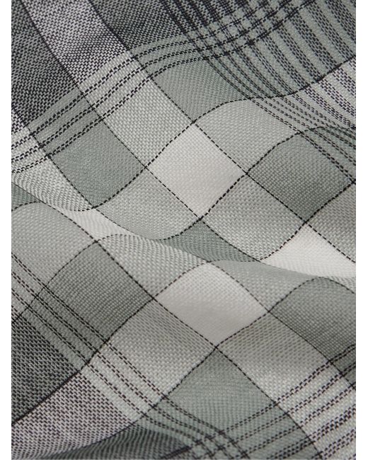 Johnstons White Fringed Checked Merino Wool Scarf for men
