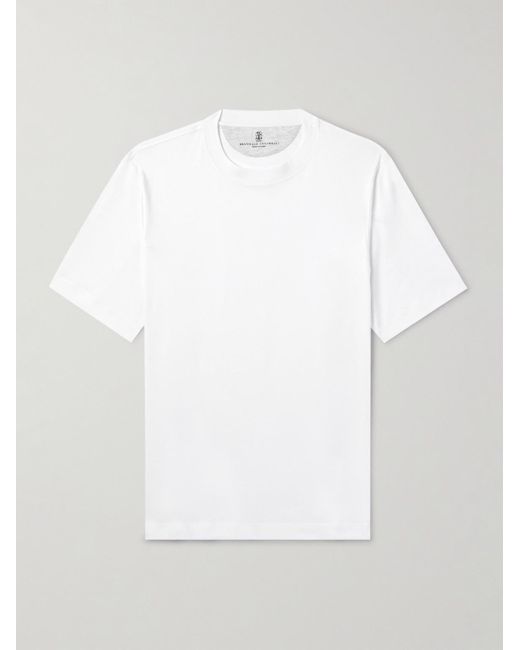 Brunello Cucinelli White Cotton-jersey T-shirt for men