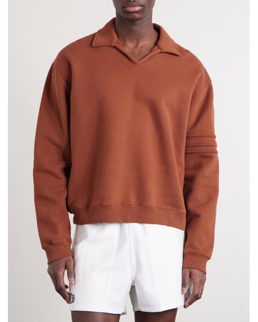 Bode Brown Crew Polo Cotton-Jersey Sweatshirt for men