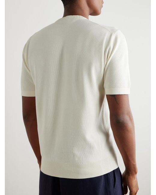 Loro Piana White Slim-Fit Cotton And Silk-Blend Piqué T-Shirt for men