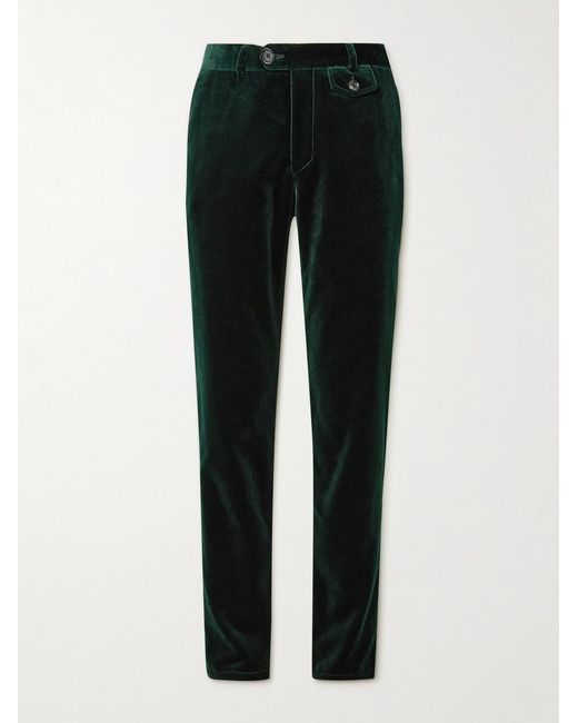 Oliver Spencer Black Fishtail Slim-Fit Cotton-Velvet Suit Trousers for men
