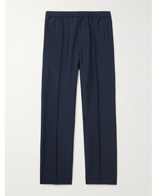 Gucci Blue Logo-Embroidered Panama Tech-Jersey Trousers for men