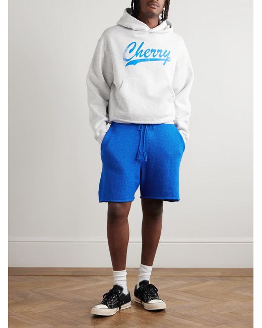 CHERRY LA Blue Straight-leg Cotton Drawstring Shorts for men
