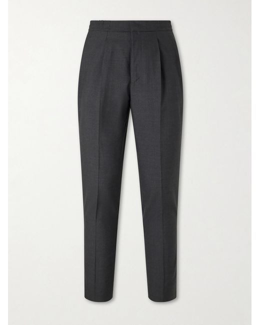 Officine Generale Gray Drew Tapered Pleated Wool Trousers for men