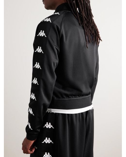 Acne Black Kappa Webbing-Trimmed Logo-Embroidered Tech-Jersey Track Jacket for men