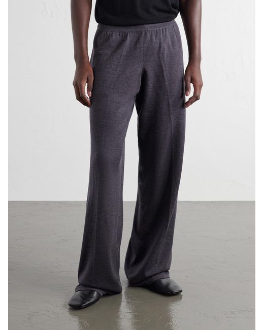 Gucci Blue Webbing-Trimmed Straight-Leg Wool Trousers for men