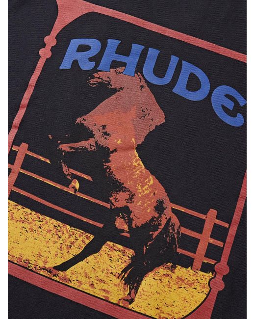 Rhude Cadre Noir T-Shirt aus Baumwoll-Jersey mit Logoprint in Blue für Herren