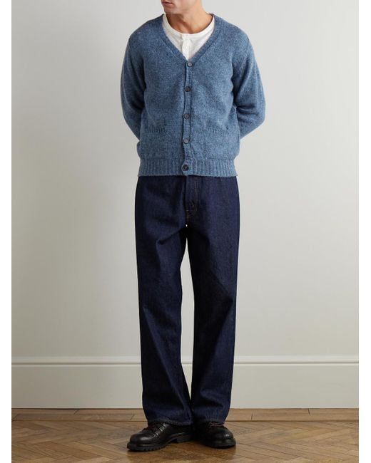 William Lockie Blue Shetland Wool Cardigan for men