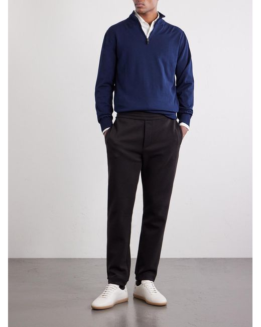Zegna Black Straight-leg Honeycomb-knit Cotton for men