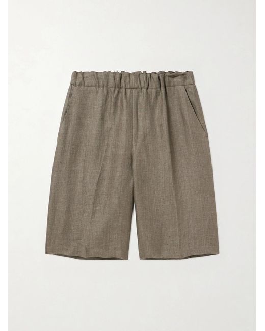 Piacenza 1733 Gray Tapered Linen-Twill Bermuda Shorts for men