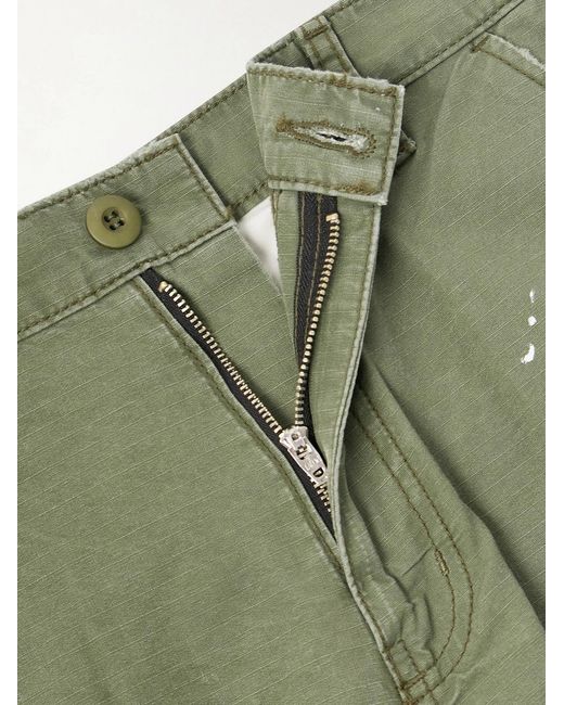 CHERRY LA Green Camouflage Paint-Splattered Cargo Straight-Leg Shorts for men