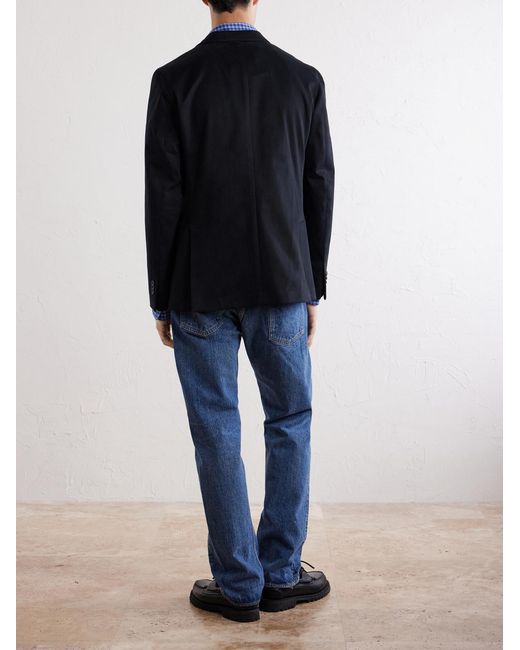 Slowear Black Stretch-Cotton Gabardine Suit Jacket for men