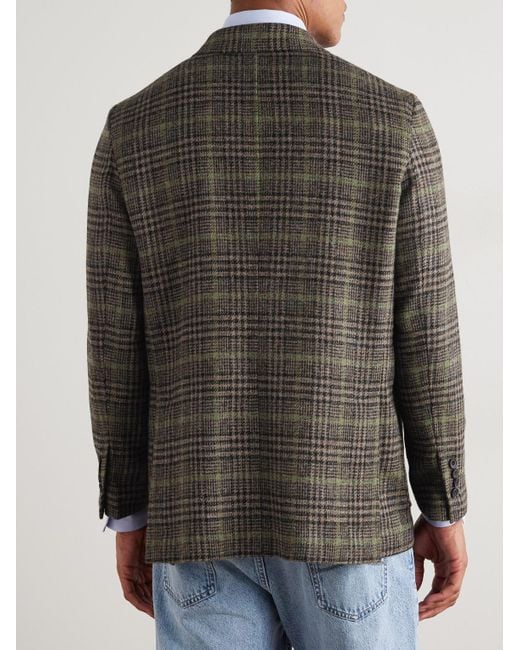 Prince Of Wales Checked Wool Blazer di Rubinacci in Brown da Uomo