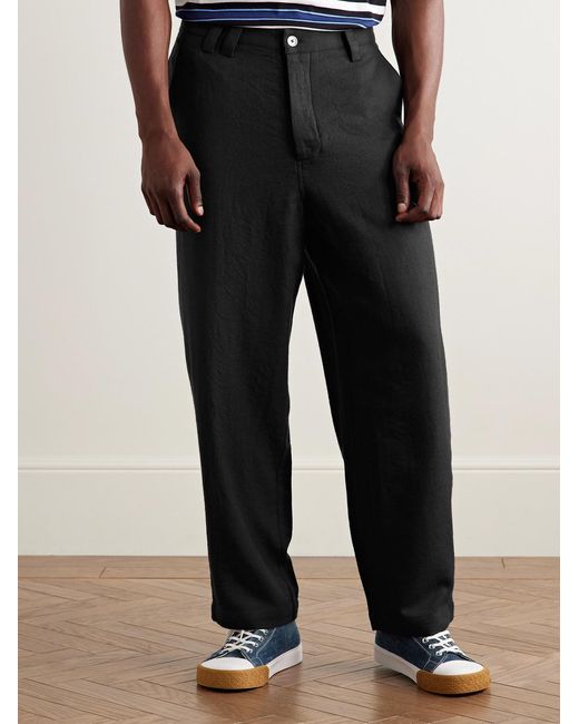 The Elder Statesman Black Norm Straight-Leg Wool And Cashmere-Blend Twill Trousers for men