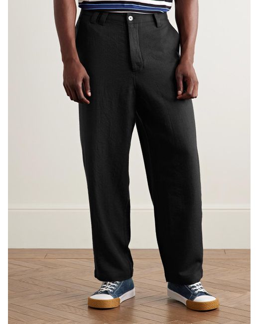 The Elder Statesman Black Norm Straight-Leg Wool And Cashmere-Blend Twill Trousers for men
