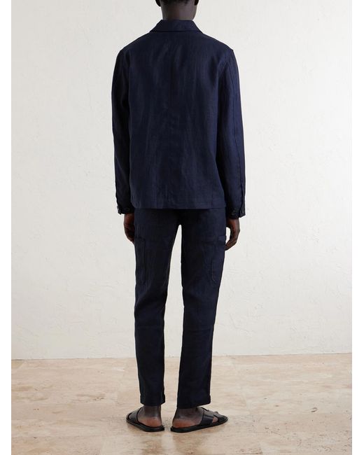Mr P. Blue Linen Overshirt for men