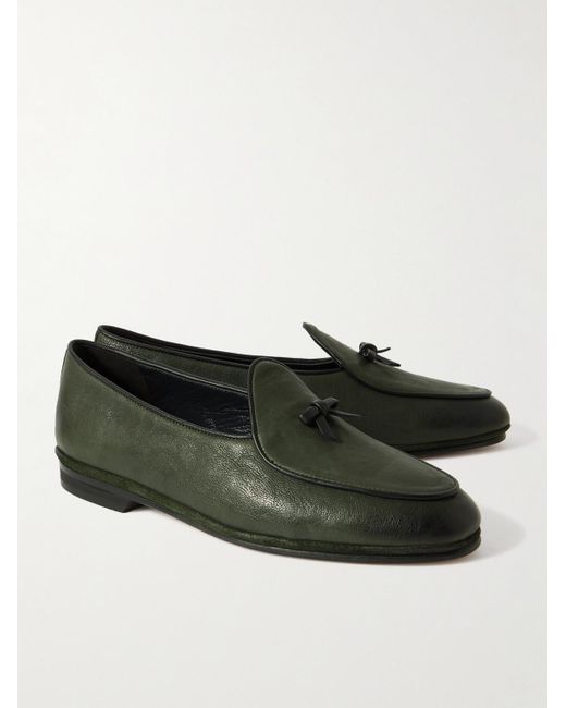 Rubinacci Green Marphy Tasselled Leather Loafers for men