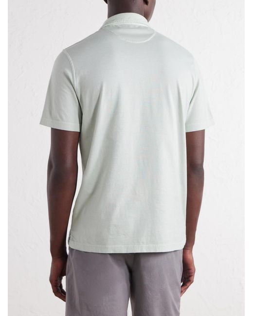 Fedeli White Cotton-Jersey Polo Shirt for men