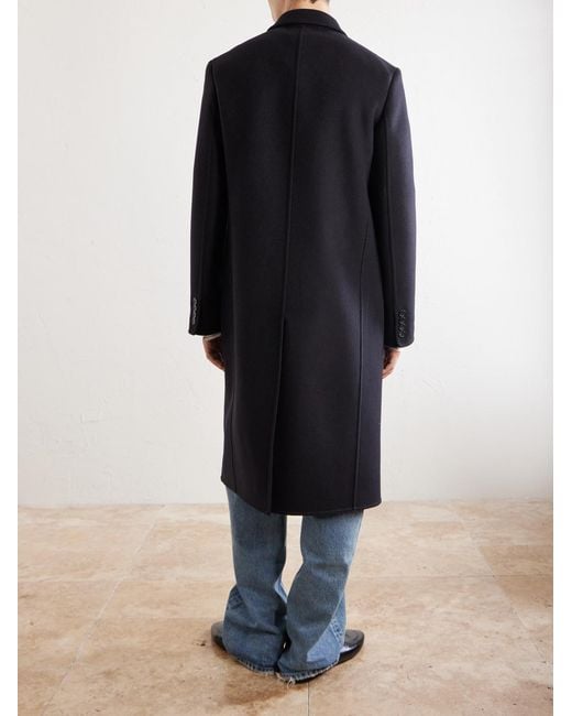 Saint Laurent Blue Double-breasted Wool-blend Coat for men