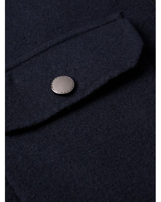 Canali Blue Reversible Double-faced Wool-felt Overshirt for men