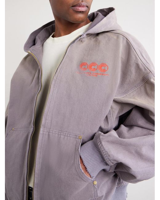 Willy Chavarria Purple Juggernaut Logo-embroidered Denim Zip-up Hoodie for men