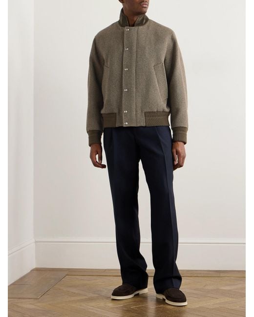 Loro Piana Brown Floris Cotton Corduroy-Trimmed Wool Bomber Jacket for men