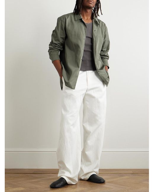 Dries Van Noten Green Camp-Collar Shell Shirt for men