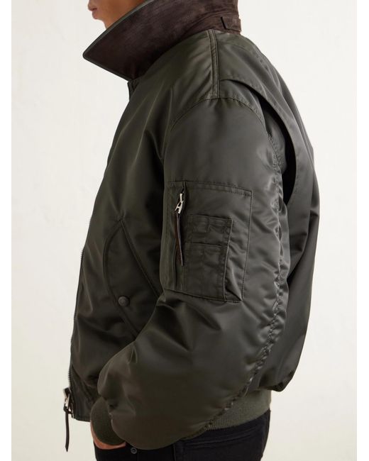 Tom Ford Green Padded Satin Bomber Jacket for men