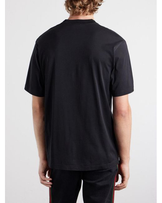 Gucci Blue Webbing-printed Cotton-jersey T-shirt for men