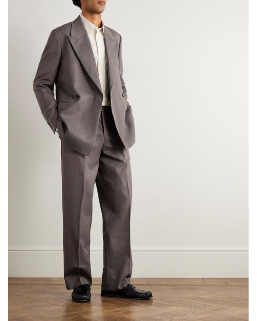 mfpen Gray Double-breasted Wool-twill Suit Jacket for men