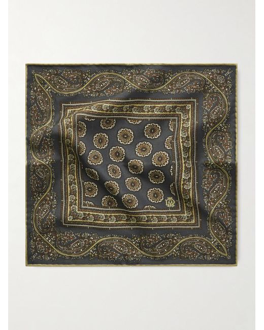 Dunhill Green Printed Mulberry Silk-twill Pocket Square for men