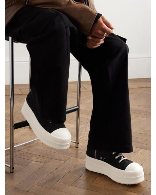 Rick Owens Black Double Bumper Exaggerated-Sole Plush Sneakers for men