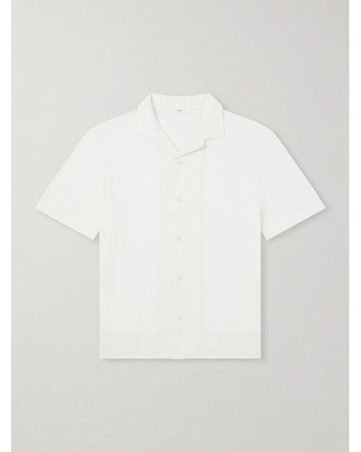 Mr P. White Camp-Collar Linen And Organic Cotton-Blend Shirt for men