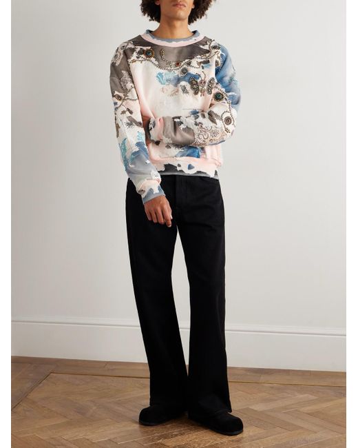 PROLETA-RE-ART Multicolor Embellished Embroidered Printed Cotton-Jersey Sweatshirt for men