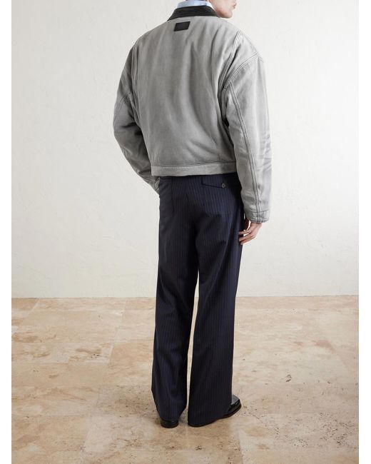 Acne Gray Cotton Leather-trimmed Jacket for men