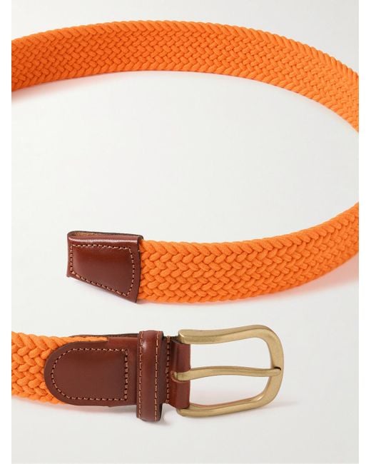 Cintura intrecciata elasticizzata con finiture in pelle di Anderson & Sheppard in Orange da Uomo