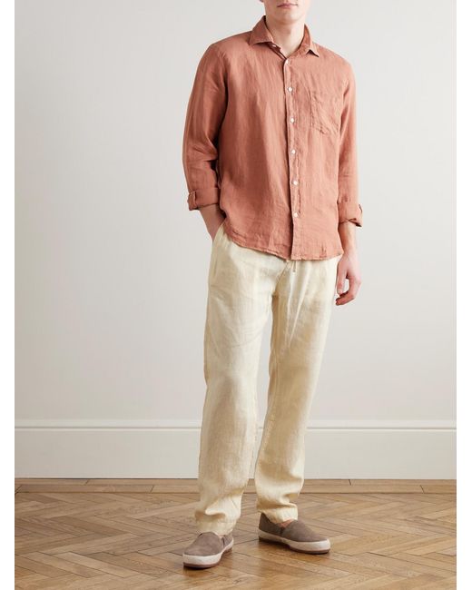 Hartford Pink Paul Pat Linen Shirt for men