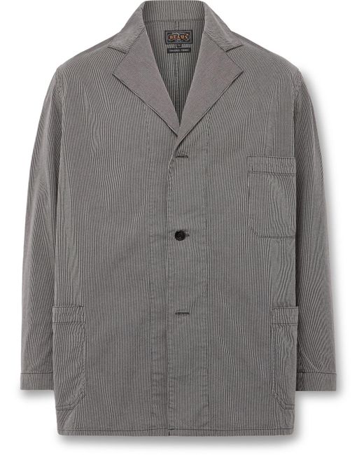 Beams Plus Gray Striped Cotton Jacket for men