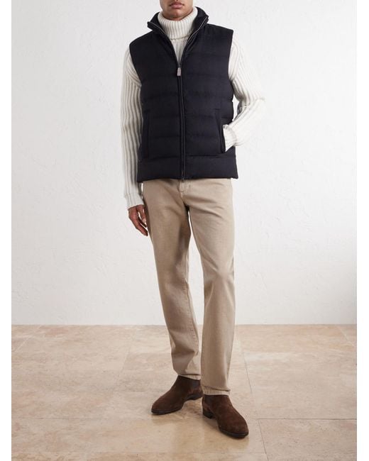 Herno Blue Quilted Silk And Cashmere-Blend Gilet for men
