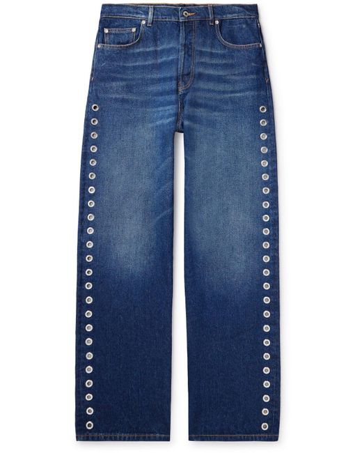 Off-White c/o Virgil Abloh Straight-leg Eyelet-embellished Jeans in Blue  for Men