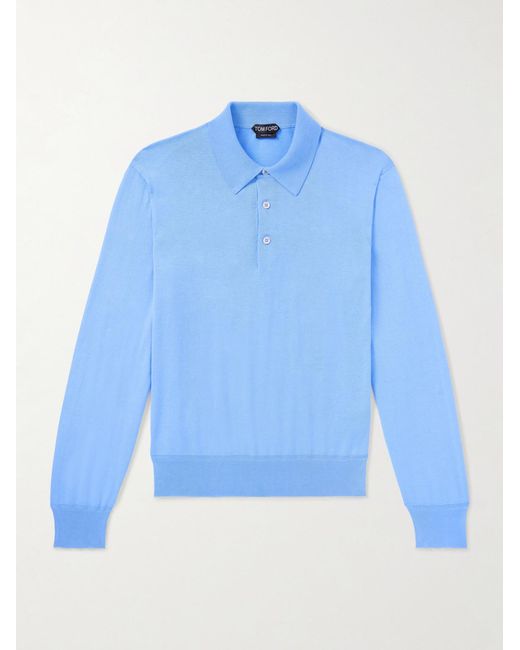 Tom Ford Blue Cotton Polo Shirt for men