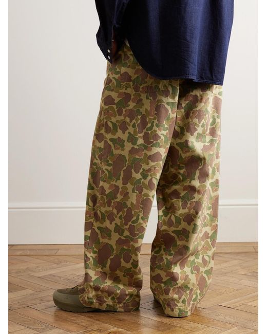 Kapital Port gerade geschnittene Hose aus Baumwolle mit Fischgratmuster und Camouflage-Print in Brown für Herren