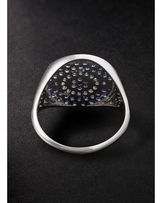 Ileana Makri Black Little Dawn Chevalier 18-Karat, Sapphire And Diamond Ring for men
