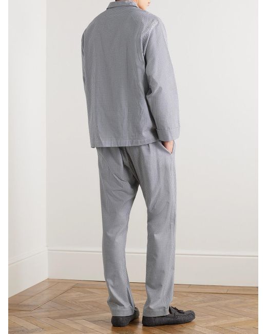 Anderson & Sheppard Gray Gingham Brushed Cotton-twill Pyjama Set for men